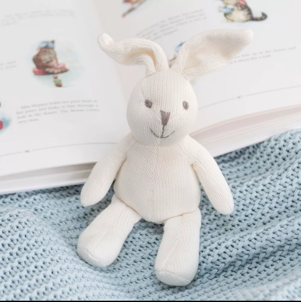 Organic cotton bunny teddy rattle