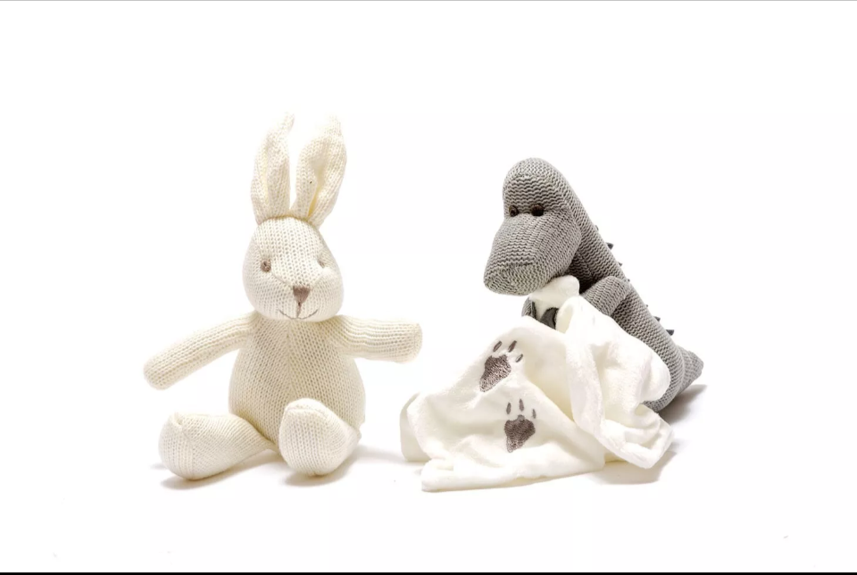Organic cotton bunny teddy rattle