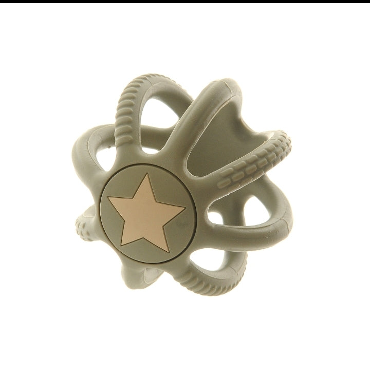 Baby silicone teether ball toy grey