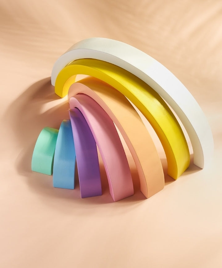 Wooden rainbow stacker toy