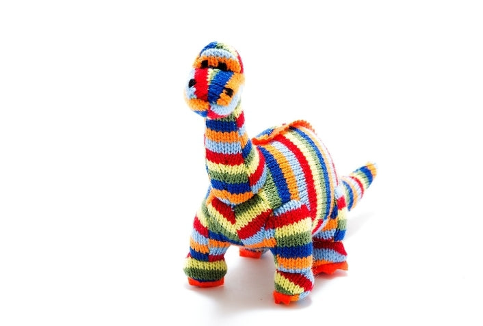 Knittet Diplodocus Teddy rattle baby toy