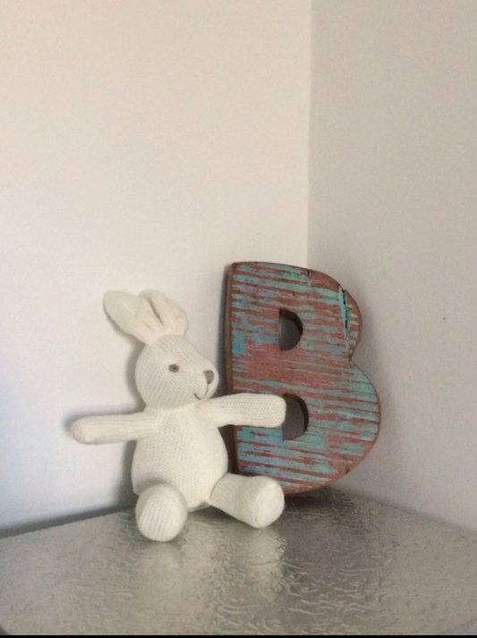 Organic cotton bunny teddy rattle