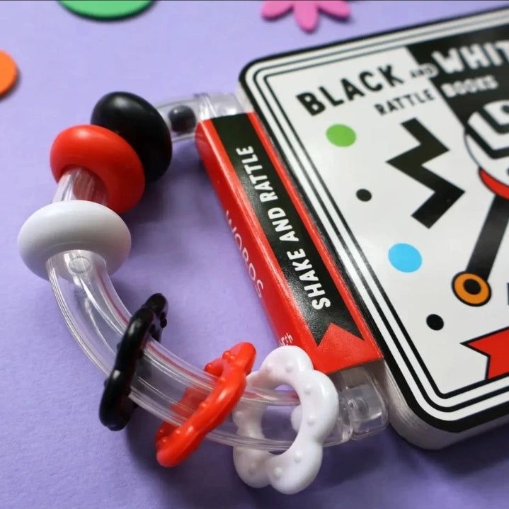 My first black and white word book and rattle