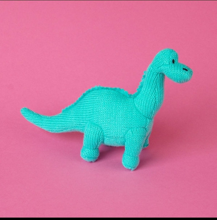Knittet Diplodocus Teddy rattle baby toy