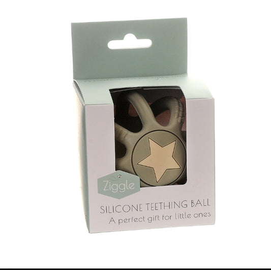 Baby silicone teether ball toy grey
