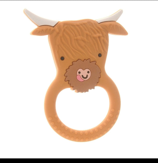 Highland cow teether toy