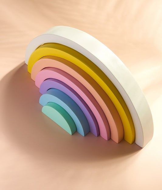 Wooden rainbow stacker toy
