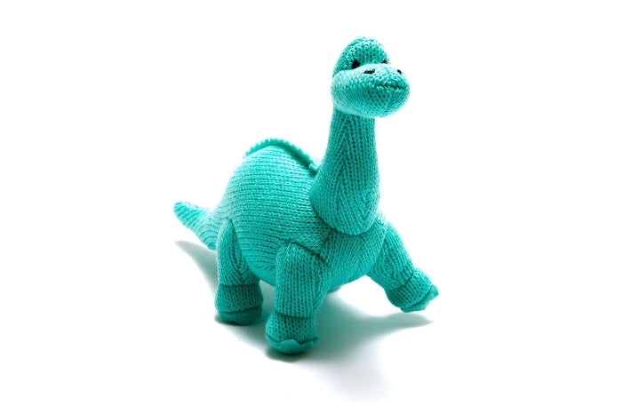 Knittet Diplodocus Teddy rattle baby toy