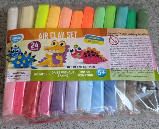 24 pack multi colour air dry clay